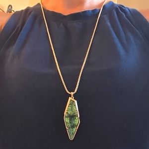 Long Kendra Scott necklace in blue/green stone